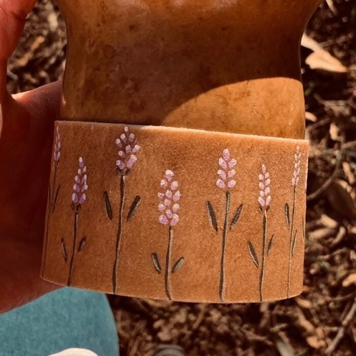 Mate de calabaza con base de cuero personalizado