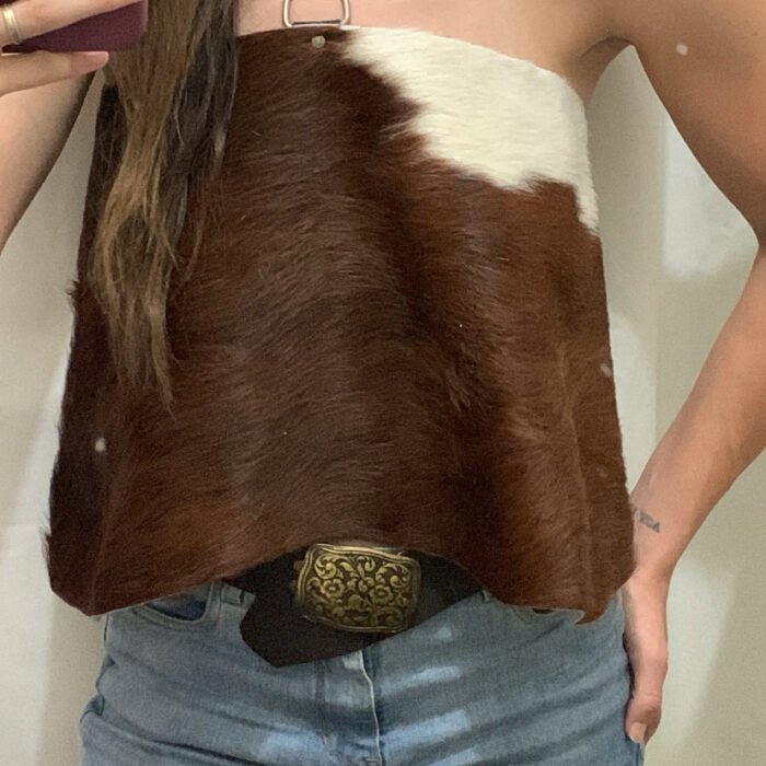 Top de cuero con pelo